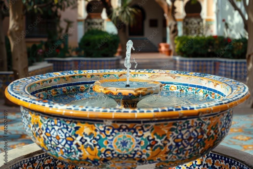 Aufkleber a beautiful fountain in a courtyard with a building in the background. ideal for architectural and o