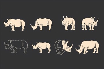 A group of rhinos standing next to each other. Ideal for wildlife and conservation themes