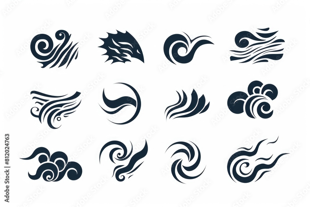 Poster abstract black and white swirls on a clean white background. suitable for graphic design projects or