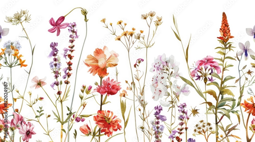 Poster colorful flowers arranged neatly on a white background. suitable for various occasions and events