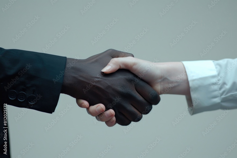 Poster close up image of two people shaking hands. suitable for business and partnership concepts