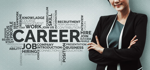 Human Resources Recruitment and People Networking Concept. Modern graphic interface showing...