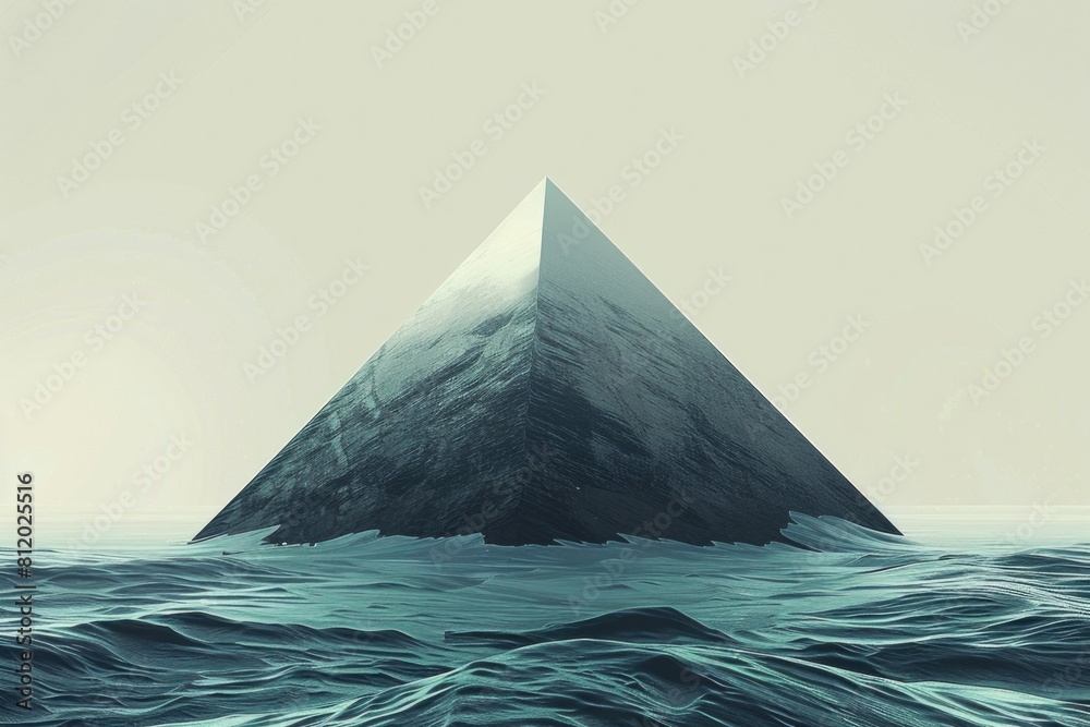 Aufkleber A triangle shaped object floating in the middle of a body of water. Ideal for illustrating concepts of mystery or solitude