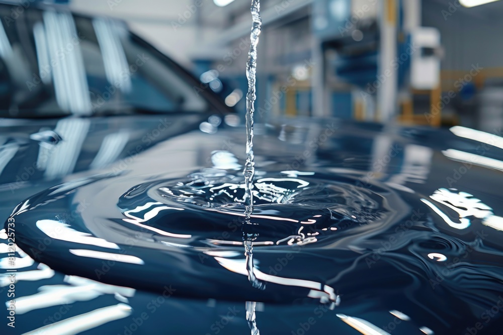 Poster close up of a car with a water drop, suitable for automotive or weather-related concepts