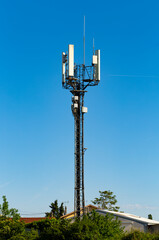 Telecommunication tower of 4G and 5G cellular. Macro Base Station. Mobile phone tower....