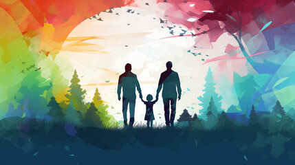 Fototapeta premium illustration of people with kid abstract background