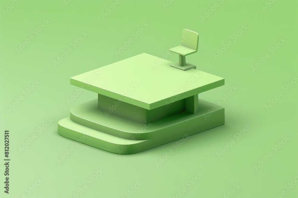 Aufkleber A computer desk with a chair on top. Suitable for office or workspace concepts