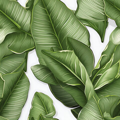 Banana leaf digital art seamless pattern, the design for apply a variety of graphic works