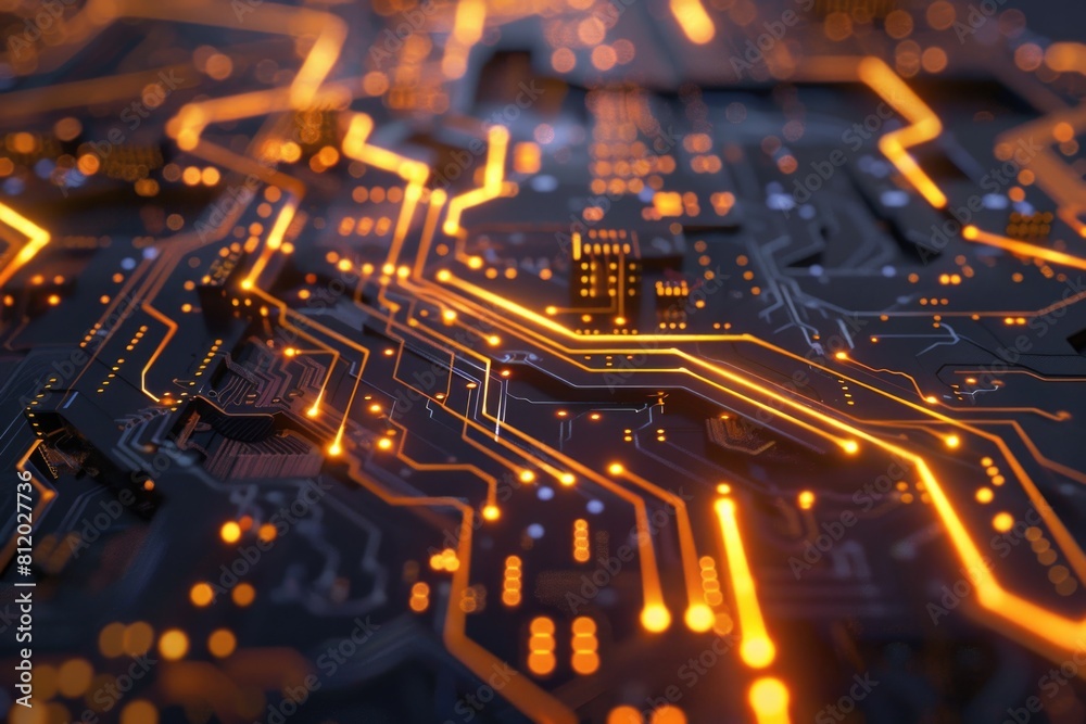 Poster detailed view of electronic circuit board, suitable for technology concepts