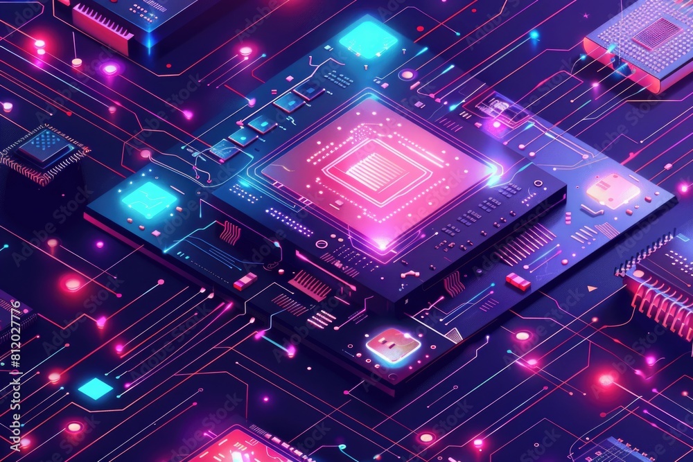 Poster Detailed close up of a computer circuit board, suitable for technology concepts