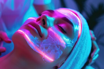 Woman getting a facial treatment in a salon, ideal for beauty and skincare industry