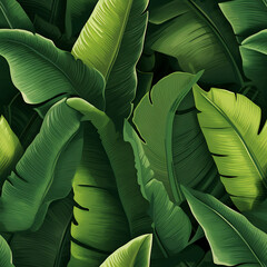 Banana leaf digital art seamless pattern, the design for apply a variety of graphic works