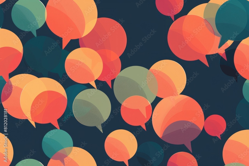 Poster colorful speech bubbles floating in the air, perfect for communication concepts