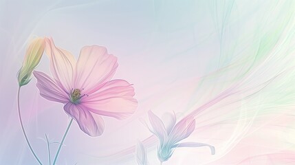 Obraz przedstawia dwa różowe kwiaty umieszczone w wazonie. Kwiaty są w pełnym rozkwicie i wydają się być bardzo delikatne i piękne. Cała kompozycja emanuje spokojem i naturą