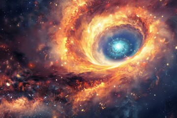 Obraz premium A cosmic portal opening within a galaxy, hinting at otherworldly destinations