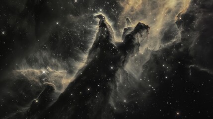 A dark nebula as a cosmic inkblot, its negative space hinting at unseen shapes