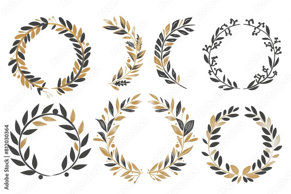 Poster A set of four unique leaf wreaths, perfect for various design projects
