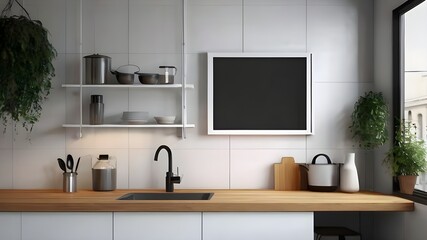 Obraz premium Mock up frame in kitchen 