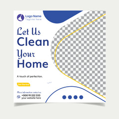 Cleaning service social media post template design