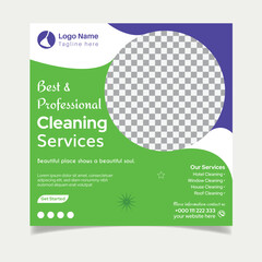 Cleaning service social media post template design