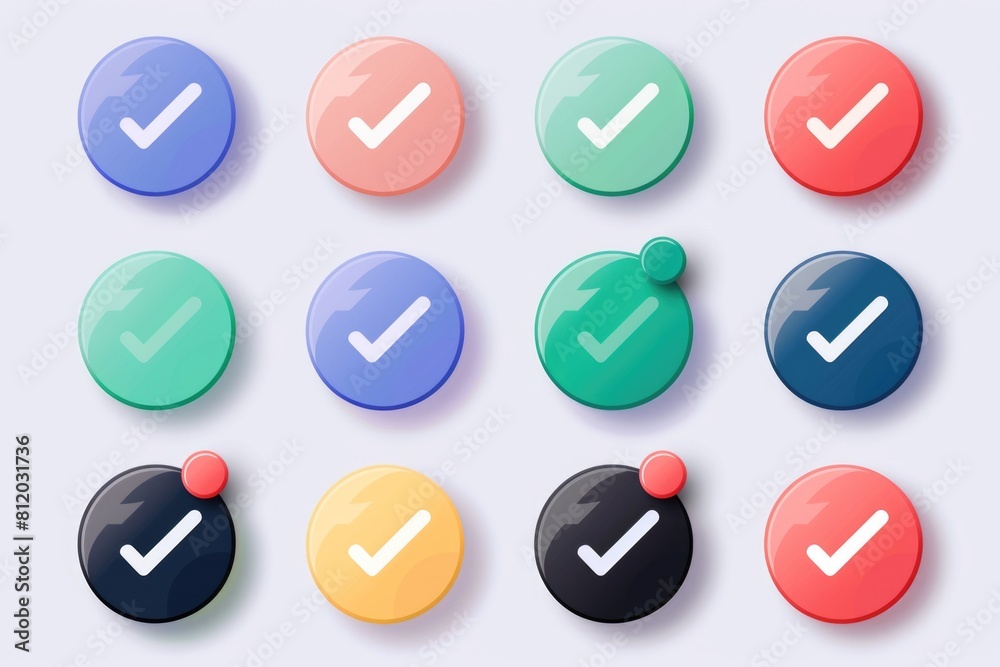 Aufkleber A set of buttons with check marks. Can be used for web design or business presentations