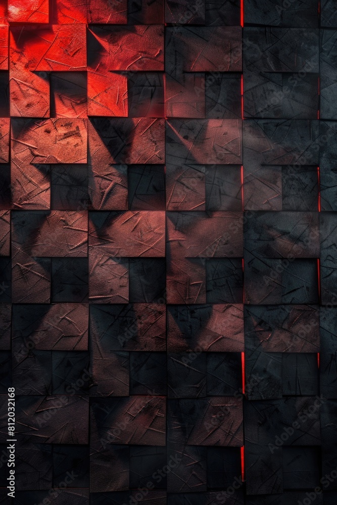 Poster A vibrant red light shining against a dark black backdrop. Perfect for adding a pop of color to your projects