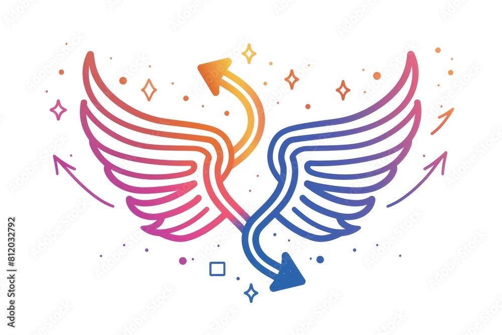 Poster A vibrant image of a wing with an arrow, suitable for various projects