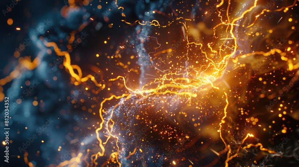 Aufkleber A dynamic image of fire and sparks in the air, suitable for various design projects