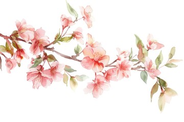 A beautiful cherry tree branch with blooming pink flowers. Perfect for spring or nature themed designs