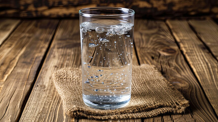 Pure drinking water glistens in a glass, inviting refreshment and vitality - obrazy, fototapety, plakaty