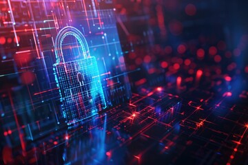 Obraz premium Computer screen with a secure padlock, suitable for cybersecurity concepts