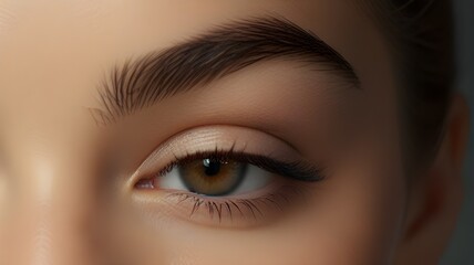 The subtle arch of a woman's eyebrow, perfectly shaped and expressive - obrazy, fototapety, plakaty