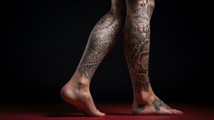 Artistic shot of a dancers foot with a tattoo, blending the worlds of dance and personal expression...