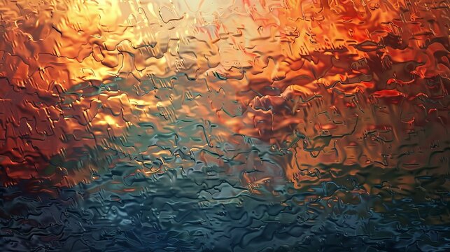 The image is an abstract painting with a rough texture