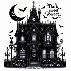 illustration of a halloween house