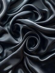 Fototapeta premium Luxurious Dark Blue Satin Fabric with Elegant Drapes and Folds