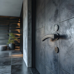 Close-Up View of a Modern Door Handle in a Stylish Interior - obrazy, fototapety, plakaty