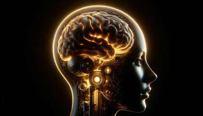 Obraz premium A woman's head with a brain inside of it