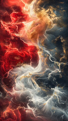 Abstract Cosmic Artwork of Blue and Gold Swirling Galaxies