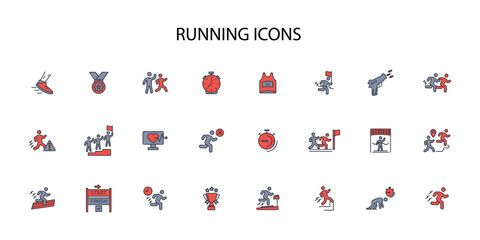 running icon set.vector.Editable stroke.linear style sign for use web design,logo.Symbol illustration.