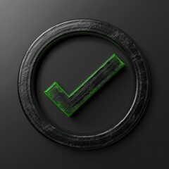 Black Mark. Green Check Symbol with 3D Effect for Icon Design - obrazy, fototapety, plakaty