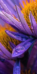 Flowers Up Close. Macro View of Detailed Purple and Yellow Wild Flower Petals - obrazy, fototapety, plakaty