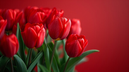 Fototapeta premium red tulips in the garden