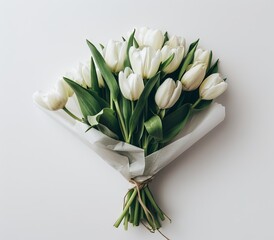 Bouquet of white tulips on isolated background. - obrazy, fototapety, plakaty