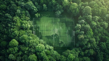 Soccer field in the forest.