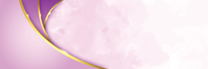 Purple Golden Shapes With Watercolor Effect, Watercolor Background