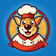 Chef cook dog mascot logo design vector illustration