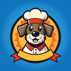 Chef cook dog mascot logo design vector illustration