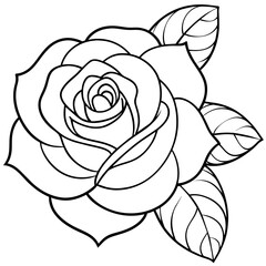 Rose flower outline coloring book page line art drawing vector illustration for children and adults