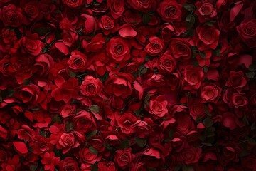 Wall of roses background for text.